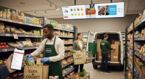 Supermercado de bairro atuando como hub logístico com picking e click & collect